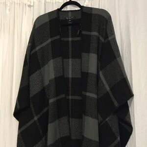 Say What? Black and Gray Checkered Poncho